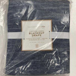 Pottery Barn Teen Cotton Linen Blackout Curtain 63" Navy